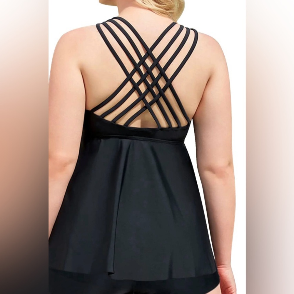 Women Black Swimming Tankini Top Size 16W